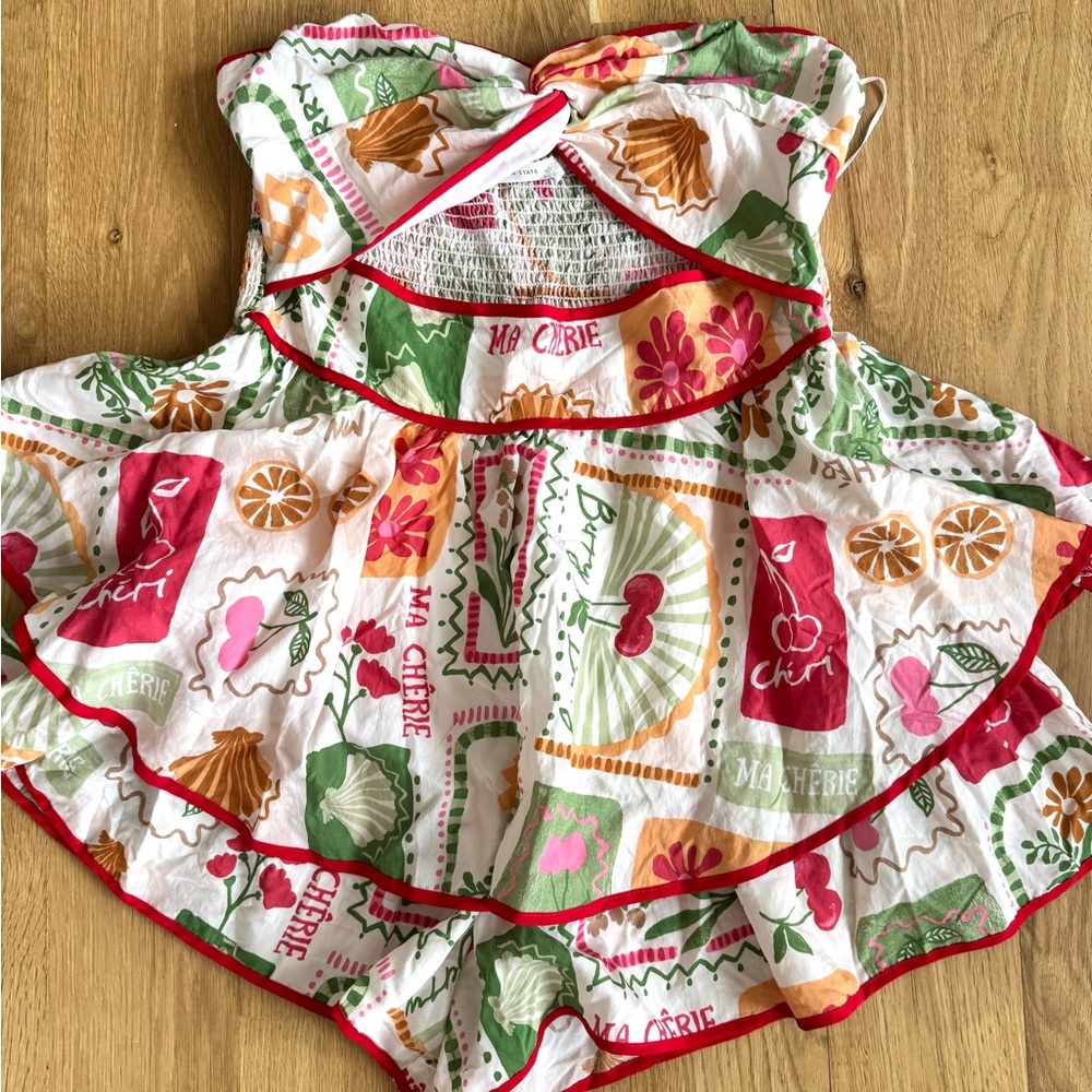 Altar’d State Strapless Floral Romper Dress XXL NWT Cherry Print Cottagecore